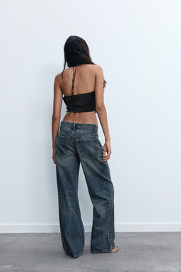 RELAXED MID-WAIST RHINESTONE JEANS - Zara фото 5