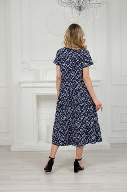 Платье женское из кулирки Кармелита горошек на темно-синем - Амадэль фото 9