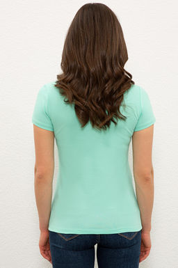 Женская мятная базовая футболка с воротником-поло Неожиданная скидка в корзине - U.s. polo assn фото 8