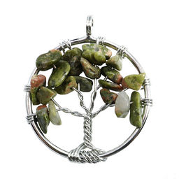 Подвеска Дерево Жизни с камнем Унакит притягивающий достаток и изобилие 3,5см