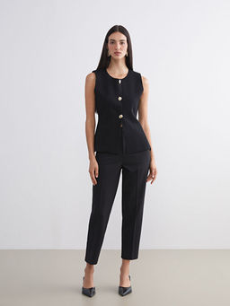 Bisiklet Yaka Kad?n Triko Yelek