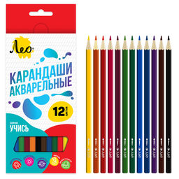 Лео Учись LNSWP-12 Набор акварельных карандашей заточенный 8 х 12 цв - Vista-artista фото 5