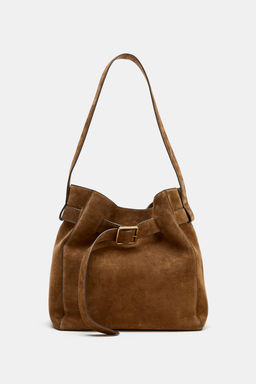 LEATHER BUCKET BAG WITH BELT DETAIL - Zara фото 7