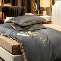 КПБ Mency однотонный с вышивкой MENO019 Евро