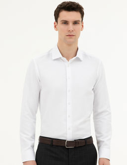 Beyaz Slim Fit Uzun Kollu G_mlek