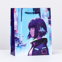 Пакет подарочный Девушка в неоне, 18 х 22,3 х 10 см