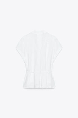 LINEN BLEND BELTED BLOUSE - Zara фото 6