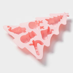 Форма для выпечки новогодняя Доляна «Новогоднее настроение», силикон, 23×19×2.5 см, 6 ячеек, розовая