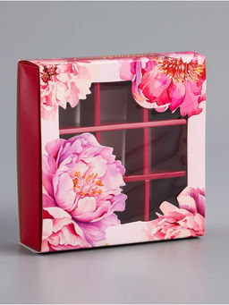 Цена за 5 шт. Коробка для конфет с обечайкой 9 шт. Поздравляю, 13.7?13.7?3.5 см