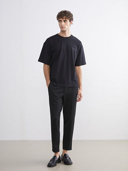 Bisiklet Yaka Bask?l? Penye Erkek Ti??rt