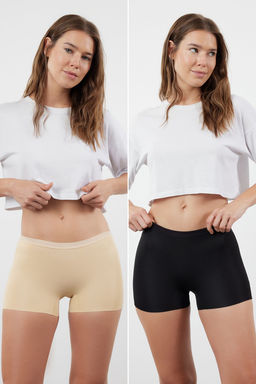 Trendyolmilla Siyah-Ten 2li Paket Micro Boxer Kulot THMSS24KU00044
