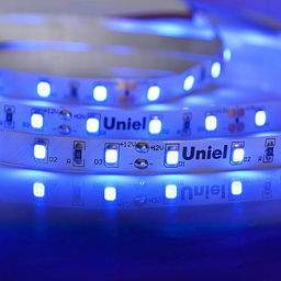 ULS-M11-2835-60LED/m-8mm-IP20-DC12V-4,8W/m-5M-BLUE PROFI Гибкая светодиодная лента на самоклеящейся основе. Катушка 5м. в герметичной упаковке. Синий свет. ТМ Uniel.