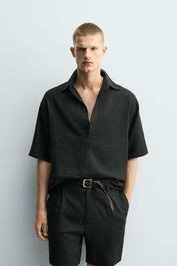 CAMISA POLO REGULAR FIT LINO - VISCOSA / Negro - Zara фото 2