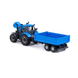 Трактор Прогресс с бортовым прицепом инерционный (синий) (в коробке) - Полесье фото 4