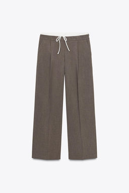 PANTAL?N ANCHO CINTURA DOBLE / Mocha - Zara фото 8