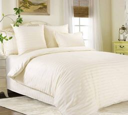 Постельное белье из Страйп Сатина Белый (полоса 1х1/3х3) Евро макси