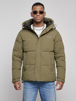 Куртка молодежная мужская зимняя с капюшоном цвета хаки 8356Kh - Wonderrman фото 9
