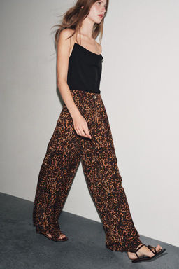ANIMAL PRINT PALAZZO TROUSERS - Zara фото 3