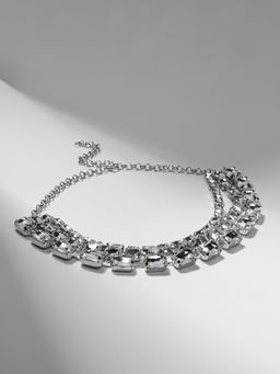 Чокер-колье Сияние трио на увеличение, цвет белый в серебре, 36 см