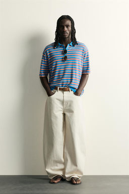 POLO PUNTO JACQUARD RAYAS / Azul claro