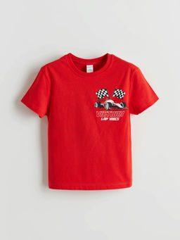 Bisiklet Yaka Bask?l? Erkek ?ocuk Ti??rt