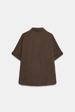 CAMISA FLUIDA MANGA CORTA / Marr?n oscuro