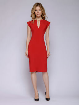 Красное платье-футляр с глубоким вырезом - 1001dress фото 2