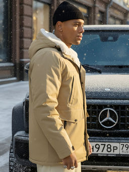 Парка мужская зимняя удлиненная с мехом хаки цвета 8755G - Mtforce фото 18