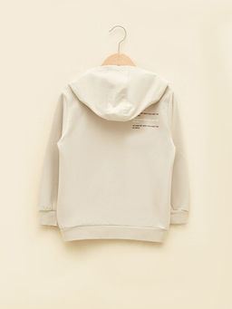 Kap??onlu Bask?l? Uzun Kollu Erkek ?ocuk Fermuarl? Sweatshirt - Waikiki фото 2