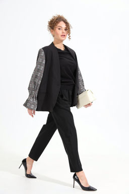 Жакет NIKVA н951-2 чёрный+серая клетка  фото 5