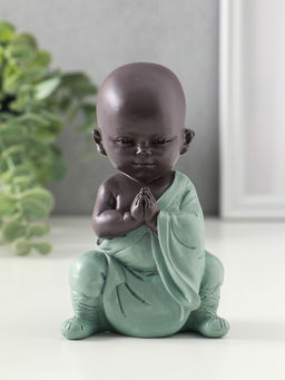 Сувенир полистоун "Маленький будда - медитация" зелёно-коричневый 5,8х7,7х12,3 см
