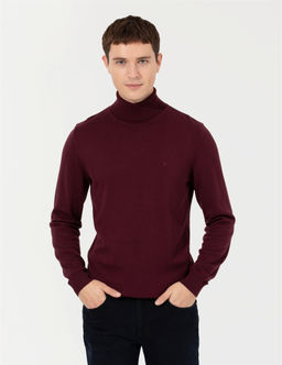 Bordo Slim Fit Bal_k__ Yaka Basic Triko Kazak - Pierre cardin фото 3