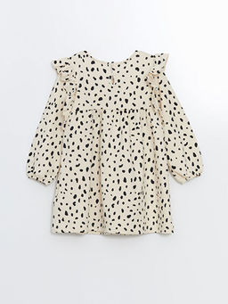 Bisiklet Yaka Uzun Kollu Bask?l? K?z ?ocuk Elbise - Waikiki фото 3