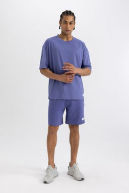 DeFactoFit Slim Fit Dar Kesim Cepli Bask?l? Sporcu Sort