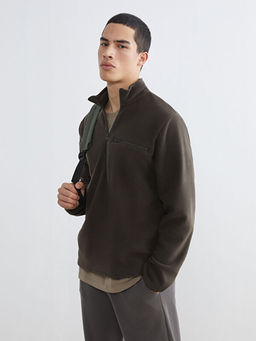 Dik Yaka Polar Erkek Sweatshirt