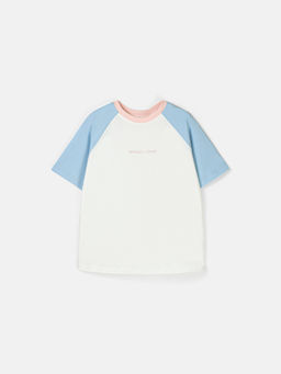 Футболка Колор блок Тофу/Голубой 7+ - Bungly фото 2