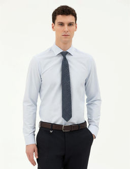 A__k Mavi Slim Fit Uzun Kollu Basic G_mlek