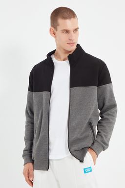 TRENDYOL MAN Lacivert-Gri Melanj Regular Fit Uzun Kollu Dik Yaka Fermuarl? Sweatshirt TMNAW22SW0720 - Trendyolmilla фото 5