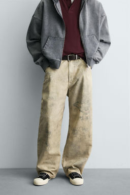 FADED PRINT BAGGY FIT TROUSERS - Zara фото 2