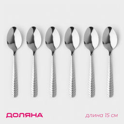 Набор ложек чайных Доляна «Колосок», длина 15 см, 6 шт., нержавеющая сталь, серебристый