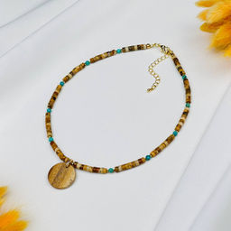 Чокер из песочной Яшмы и Бирюзы