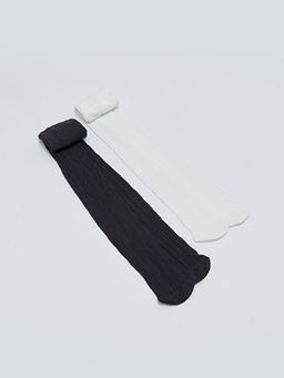 Kendinden Desenli K?z ?ocuk K?lotlu ?orap 2li