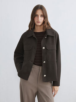 G?mlek Yaka Kad?n Ka?e Ceket