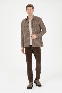 Мужские коричневые брюки из плотной ткани