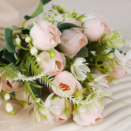 Цветок искусственный Букет роз 31 см / BR-31 /уп 1200/ (Бежевый) - Галеонтрейд фото 5