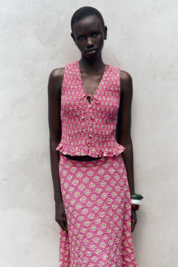 SMOCKED PRINT TOP - Zara фото 2