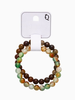 Набор браслетов 2шт шар №8 «Раухтопаз и Агат зелёный» арт