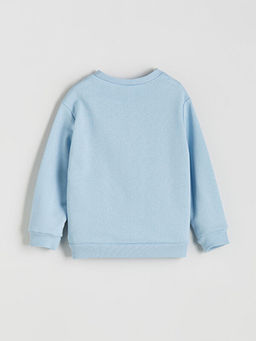 Bisiklet Yaka Bask?l? Erkek ?ocuk Sweatshirt