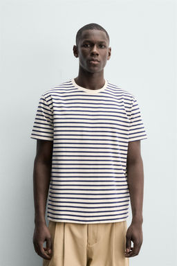 CAMISETA MEDIUM WEIGHT B?SICA /02 / Blanco / Marino - Zara фото 2