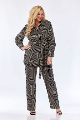 Костюм Элль стиль 2299 бежевый/черный принт